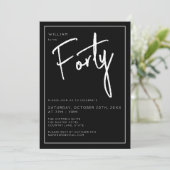 モダン 40歳 四十 四十歳 ブラックの誕生日パーティー 招待状 (スタンド正面)
