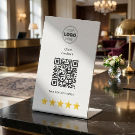 モダン 5つ星ラグジュアリー フィードバック QRコード 台座サイン