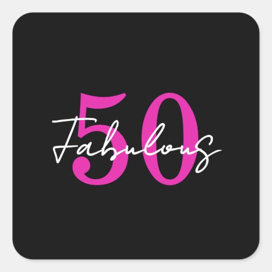 モダン 50歳の誕生日お祝い 50才 ファビュラス パーティー スクエアシール (正面)