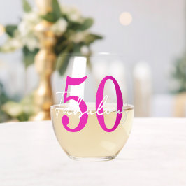 モダン 50歳の誕生日 おめでとう パーティー ステムなしワイングラス