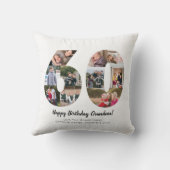 モダン 60th ナンバー フォト コラージュ オーダーメイド グリーティング クッション (裏面)