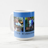 モダン Blue 3フォトファミリーコラージュ コーヒーマグカップ (正面左)