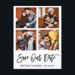 モダン Brush Script 救 Or Date 4 Photo Collage ポストカード<br><div class="desc">モダンBrush Script 4 Photo救 Or Dateはがき</div>