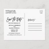 モダン Brush Script 救 Our Date 3 Photo ポストカード (裏面)