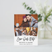 モダン Brush Script 救  Our Date 4 Photo Cople ポストカード (スタンド正面)