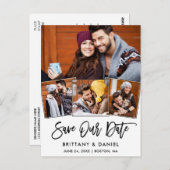 モダン Brush Script 救  Our Date 4 Photo Cople ポストカード (正面/裏面)