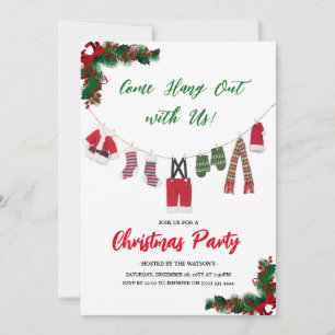 モダン 'Come Hang Out' サンタクロース クリスマスパーティー 招待状