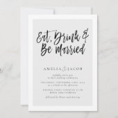 モダン Eat Drink Be Married 面白いQRコード結婚式 招待状 (正面)