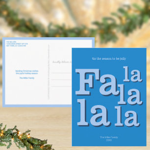 モダン Fa La スカイブルー シンプル ミニマル クリスマス ポストカード