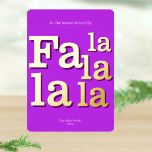 モダン Fa La パープル シンプル タイポグラフィ ゴールド 箔シーズンカード