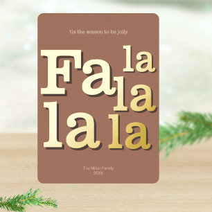 モダン Fa La モカ シンプル タイポグラフィ ゴールド 箔シーズンカード