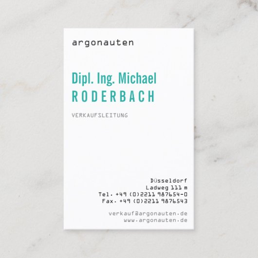 モダン, frisch, mit monogram fur Angeber 名刺 (正面)