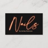 モダン glam orange neon爪、 ネイルスクリプトロゴqrコード 名刺 (正面)