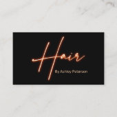 モダン glam orange neon hair script logo qr code 名刺 (正面)