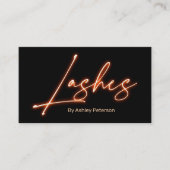 モダン glam orange neon lashesスクリプトロゴqrコード 名刺 (正面)