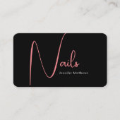 モダン glam pink neon爪、 ネイルスクリプトロゴqrコード 名刺 (正面)