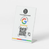 モダン Google フィードバック QRコード 白 台座サイン (正面)