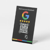 モダン Google レビュー QR スキャン ブラックスタンド 台座サイン (正面)