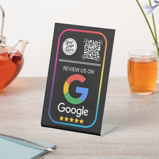 モダン Google レビューQRコード ビジネス ブラック 台座サイン (インサイチュ)