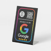 モダン Google レビューQRコード ビジネス ブラック 台座サイン (正面)