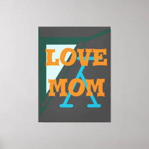 モダン_green_gray_orange_love mom_エレガントデザイン キャンバスプリント