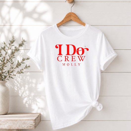 モダン I Do Crew 大胆な赤い花嫁介添人 トライブレンドTシャツ