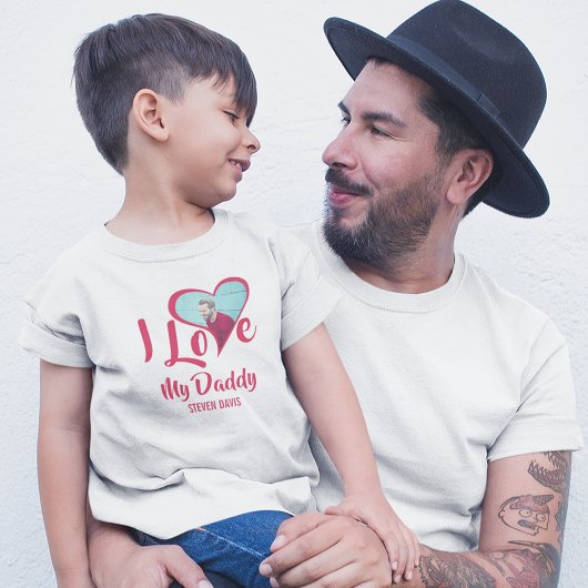 モダン I Love My Daddy | ハート写真Tシャツ Tシャツ