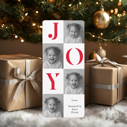 "モダン JOY フォトクリスマス | 真紅のホリデー