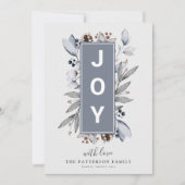 モダン 'JOY' ボタニカル 冬の葉っぱ クリスマス (正面)