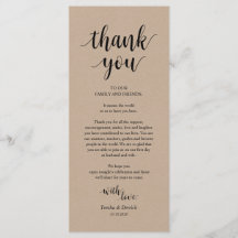 モダン、Kraft素朴 Place設定サンキューカード