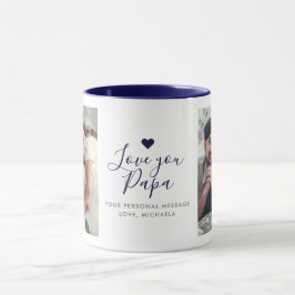 モダン "Love you Papa" 2枚写真入り マグカップ