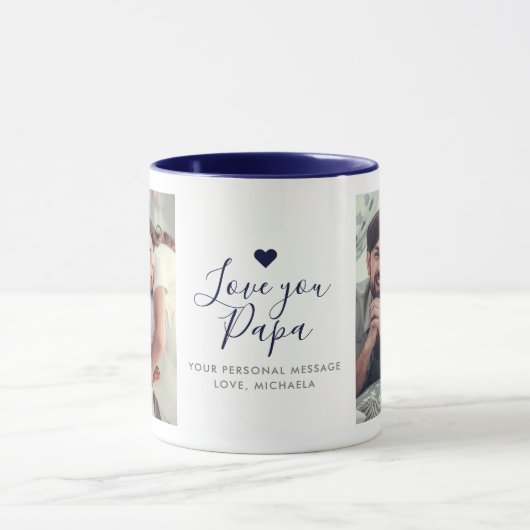 モダン "Love you Papa" 2枚写真入り マグカップ (中央)