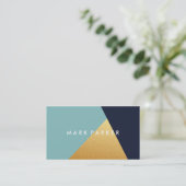 モダン Navy, Blue White Data Geometric Block 名刺 (スタンド正面)