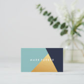 モダン Navy, Blue White Data Geometric Block 名刺 (スタンド正面)