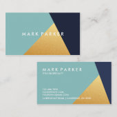 モダン Navy, Blue White Data Geometric Block 名刺 (正面/裏面)