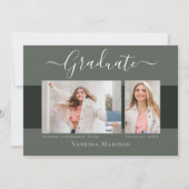 モダン | Sage エレガント Green 2写真卒業 案内状 (正面)