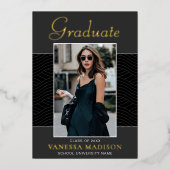 モダン | Script エレガント1フォトフォイルのグラッドカード 箔招待状 (正面)