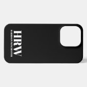 モダン serifイニシャルモノグラム名白黒 iPhoneケース (裏面横)