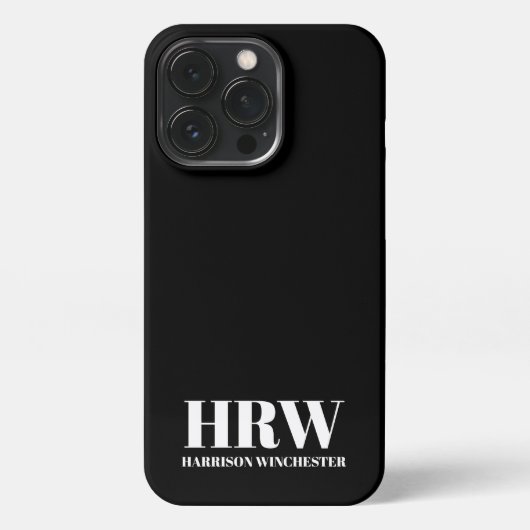 モダン serifイニシャルモノグラム名白黒 iPhoneケース (裏面)