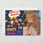 モダン, Superhero boy photo birthday 招待状 (正面)