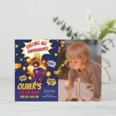 モダン, Superhero boy photo birthday 招待状 (スタンド正面)