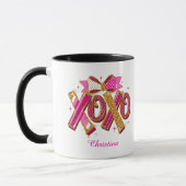 モダン XOXO バレンタインデー カスタムネーム マグカップ (左)