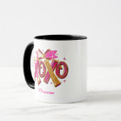 モダン XOXO バレンタインデー カスタムネーム マグカップ (正面左)