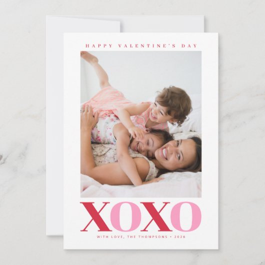 モダン XOXO バレンタイン 写真 シーズンカード (正面)