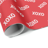 モダン XOXO 赤と白のバレンタインデー ラッピングペーパー (ロールコーナー)