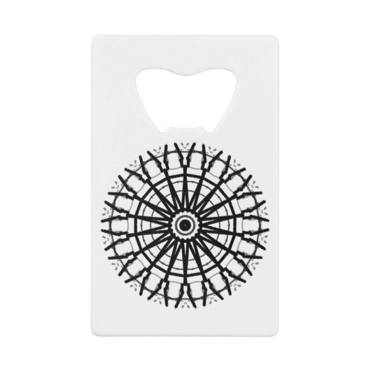 _モダンA万華鏡のように千変万化するパターンバラ円_色_黒 クレジットカード栓抜き (正面)