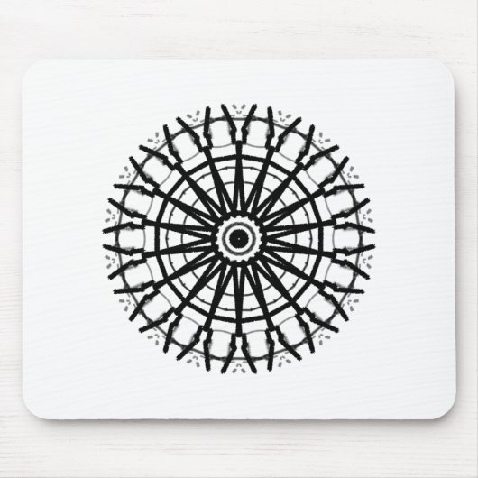 _モダンA万華鏡のように千変万化するパターンバラ円_色_黒 マウスパッド (正面)