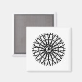 _モダンA万華鏡のように千変万化するパターンバラ円_色_黒 マグネット (正面/裏面)