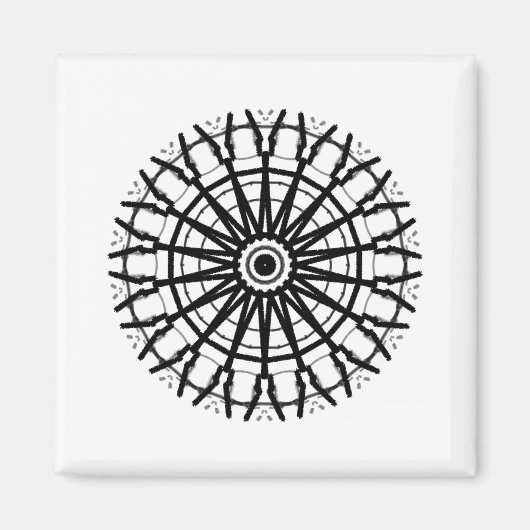 _モダンA万華鏡のように千変万化するパターンバラ円_色_黒 マグネット (正面)