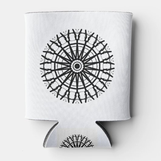 _モダンA万華鏡のように千変万化するパターンバラ円_色_黒 缶クーラー (正面)